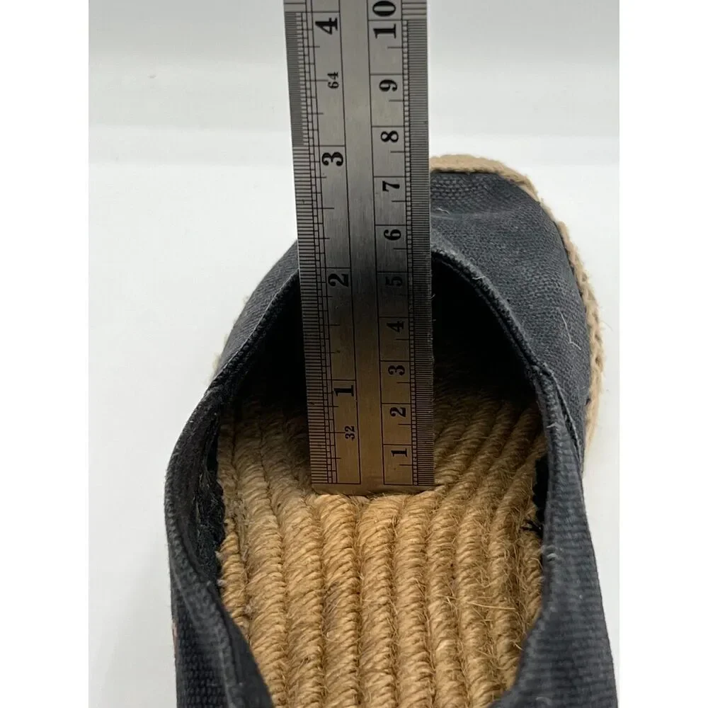 SAINT LAURENT Embroidered Espadrilles Black Canvas Women's 6US - Picture 6 of 12